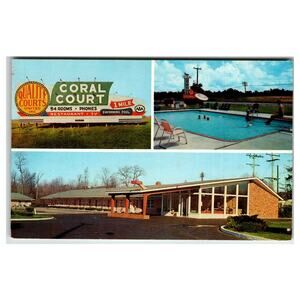 Vintage Coral Court Motor Lodge Rocky Mount NC Postcard Dexter Press